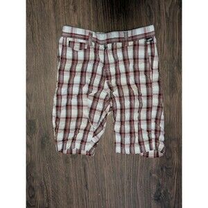 Vans Shorts Boys Size 10 Plaid White Red